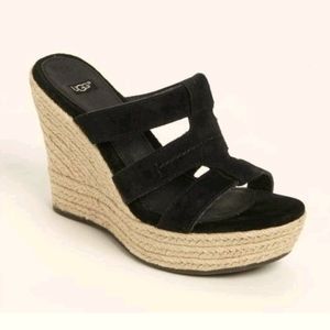 UGG Tawnie Espadrille Platform Wedge 8.5 Black